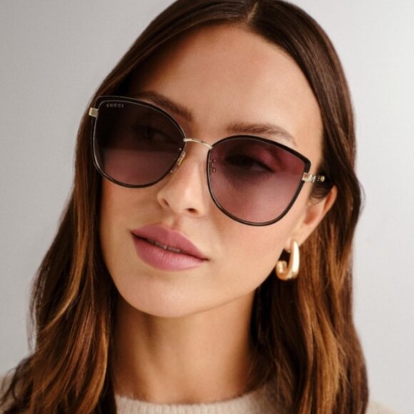 NEW GUCCI GG0589SK 001 WOMEN GREY SUNGLASSES GUCCI - Picture 2 of 4